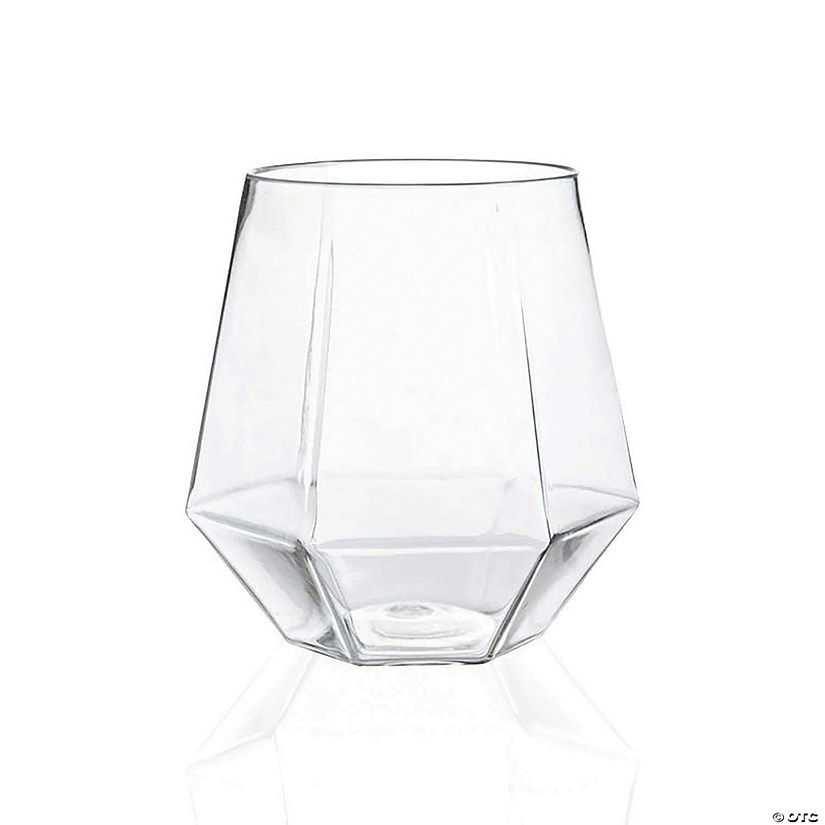 12 oz. Clear Hexagonal Stemless Plastic Wine Goblets (32 Glasses) Image