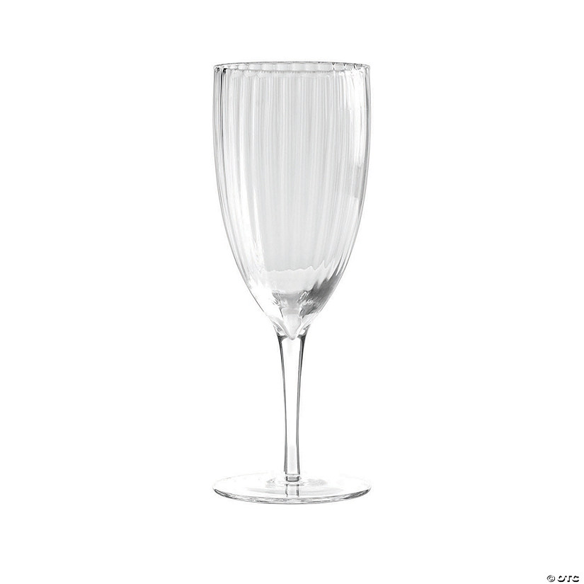12 oz. Clear Stripe Round Disposable Plastic Wine Flutes (16 Wine Flutes) Image