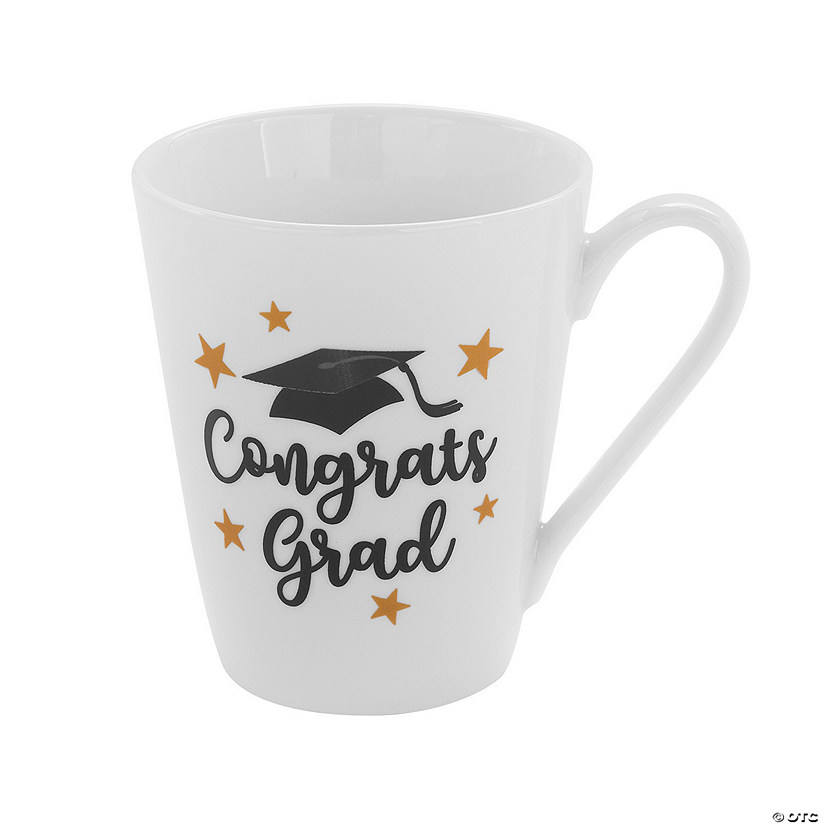 12 oz. Congrats Grad White Reusable Ceramic Coffee Mug Image