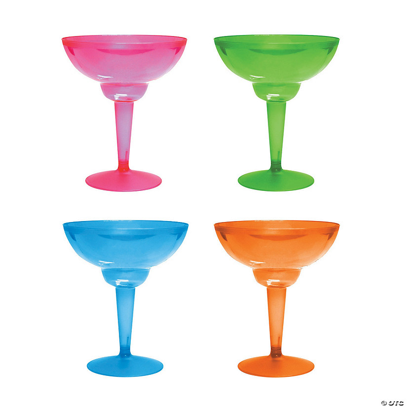 12 oz. Neon Disposable Plastic Margarita Glasses - 12 Ct. Image