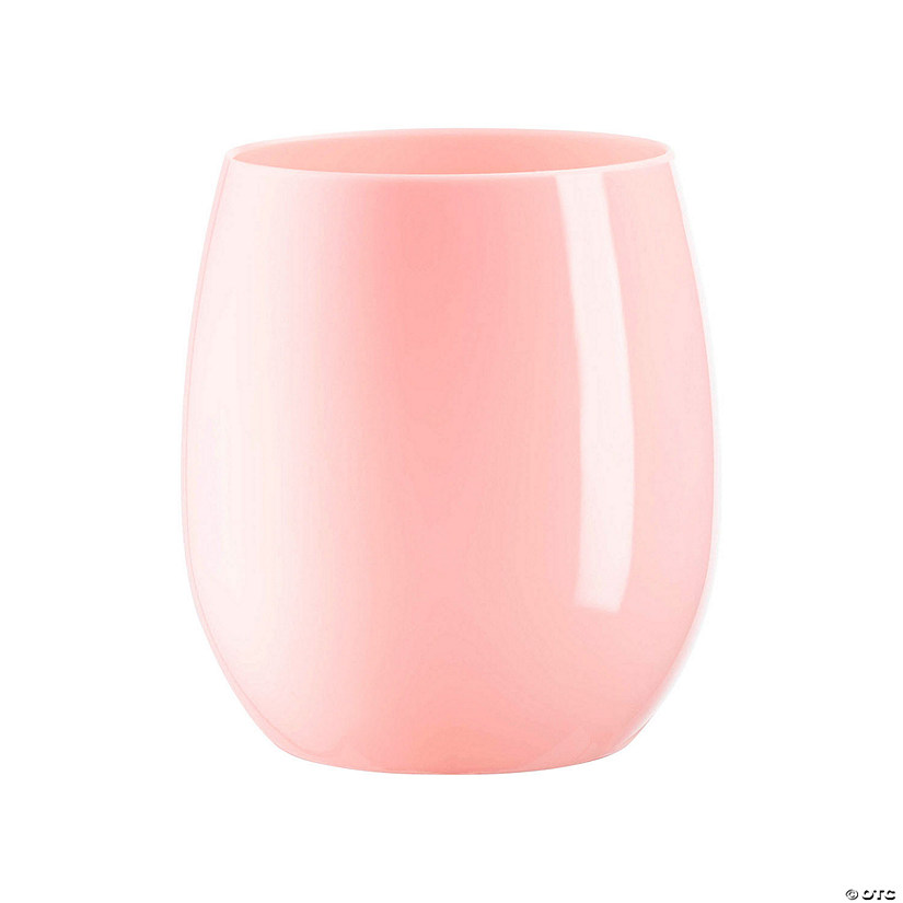12 oz. Solid Pink Elegant Stemless Plastic Wine Glasses - (32 Glasses) Image