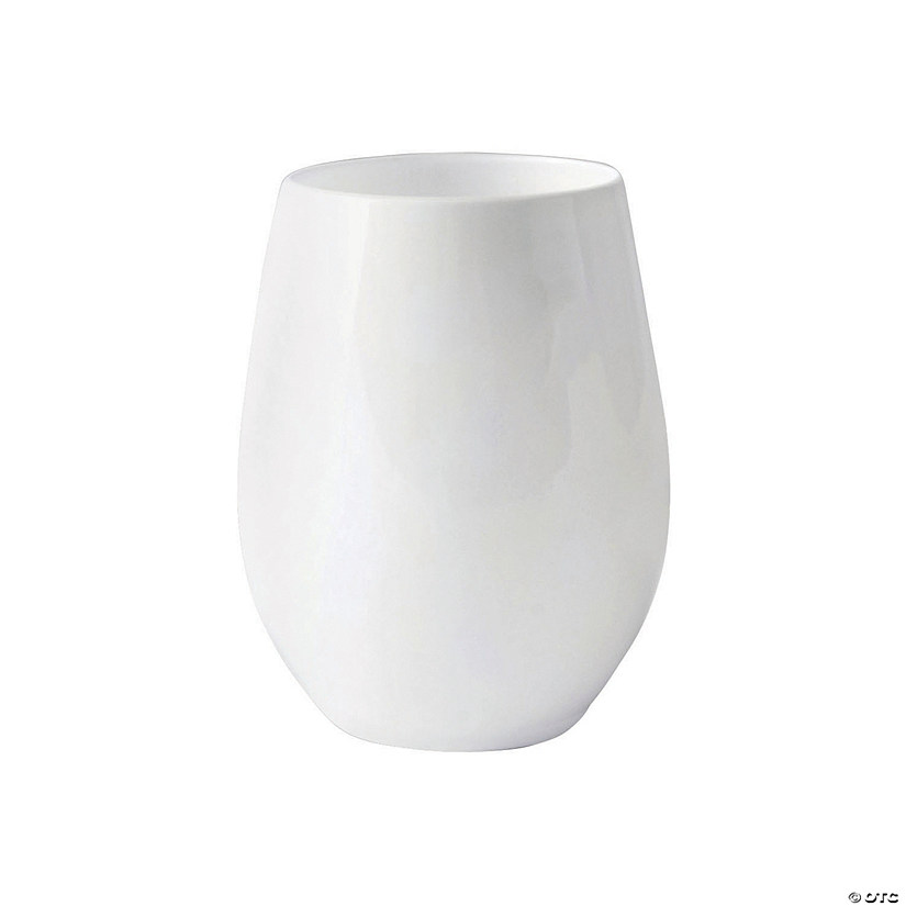 12 oz. Solid White Elegant Stemless Plastic Wine Glasses (32 Glasses) Image