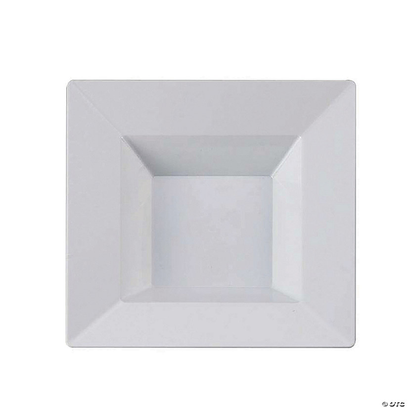 12 oz. White Square Plastic Soup Bowls (40 Bowls) Image