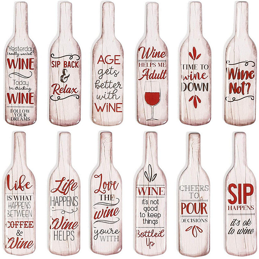12 Pack Fun Wine Bottle Design Decorative Magnets for Fridge Refrigerator Locker Image