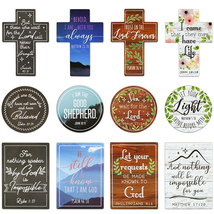 12-Pack Inspirational Refrigerator Magnets with Bible Verses, Scripture (3 Sizes) Image