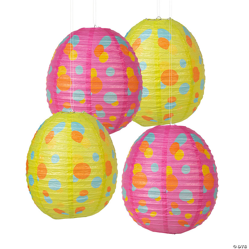 12" Pastel Easter Egg Hanging Paper Lanterns 4 Pc.