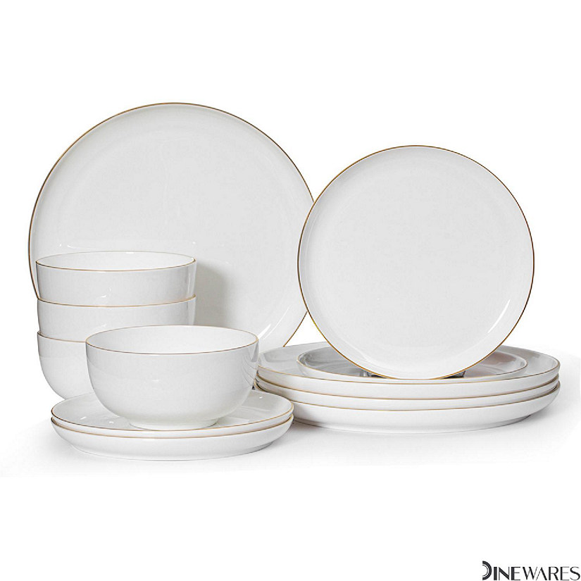 12-Pc White Bone China Dinnerware Set Image