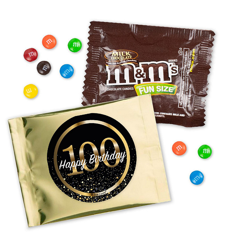 12 Pcs 100th Birthday Candy M&M's Party Favor Packs - Milk Chocolate Image