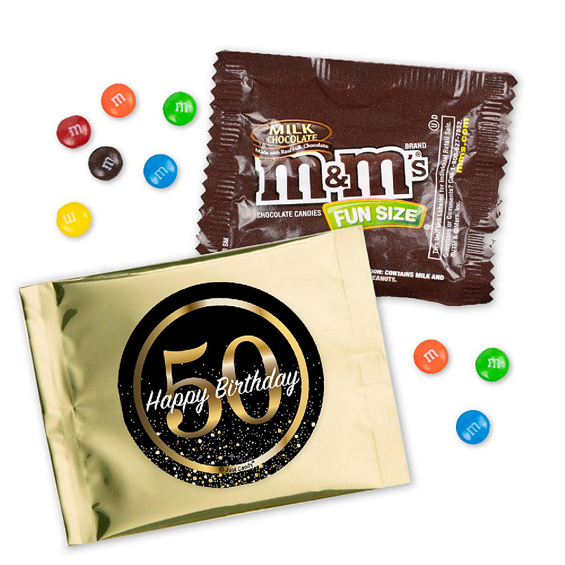 12 Pcs 50th Birthday Candy M&M's Party Favor Packs - Milk Chocolate Image