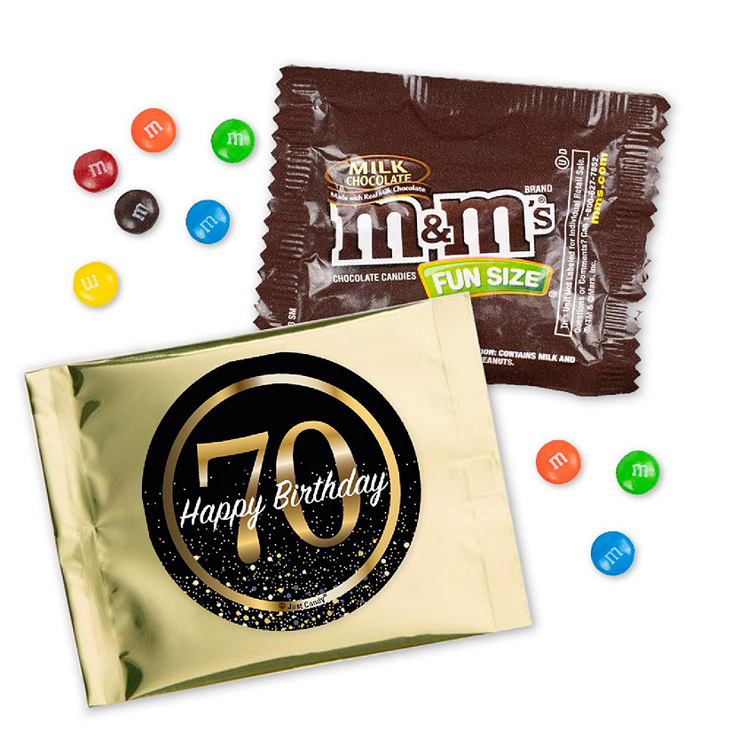 12 Pcs 70th Birthday Candy M&M's Party Favor Packs - Milk Chocolate Image