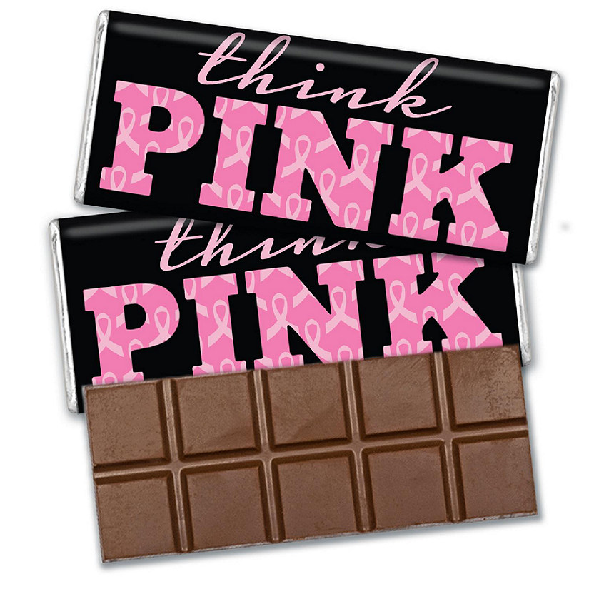 12 Pcs Breast Cancer Awareness Candy Gifts in Bulk Belgian Chocolate Bars - Think Pink Image
