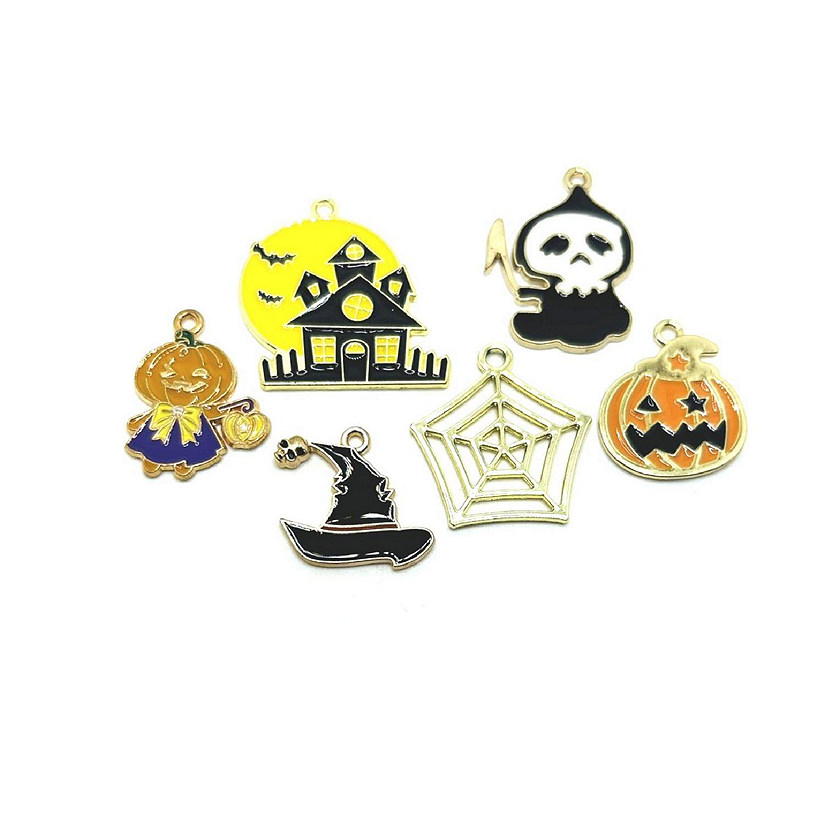 12 Pcs Enamel Halloween Mix Charms Image