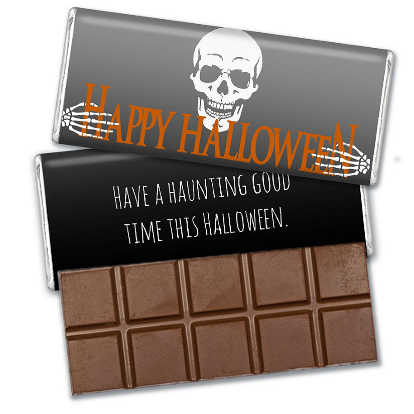 12 Pcs Halloween Candy Party Favors in Bulk Belgian Chocolate Bars - Skeleton Image