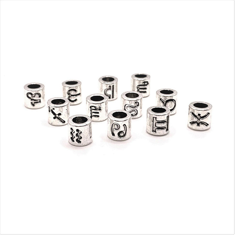 12 Pcs Silver Zodiac Bead Charm Sets Image