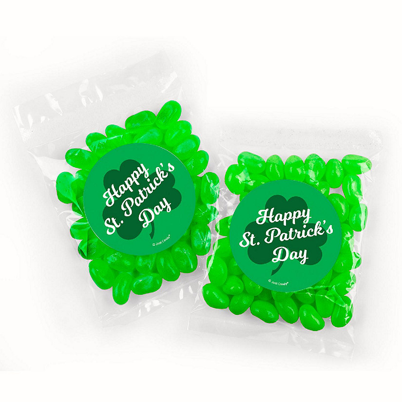 12 Pcs St. Patrick's Day Candy Party Favors Green Jelly Bean Goodie Bags with Stickers Image