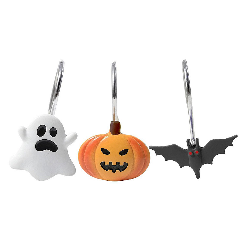 12 Piece Halloween Shower Hook (4 Ghosts, 4 Pumpkins & 4 Bats) Image