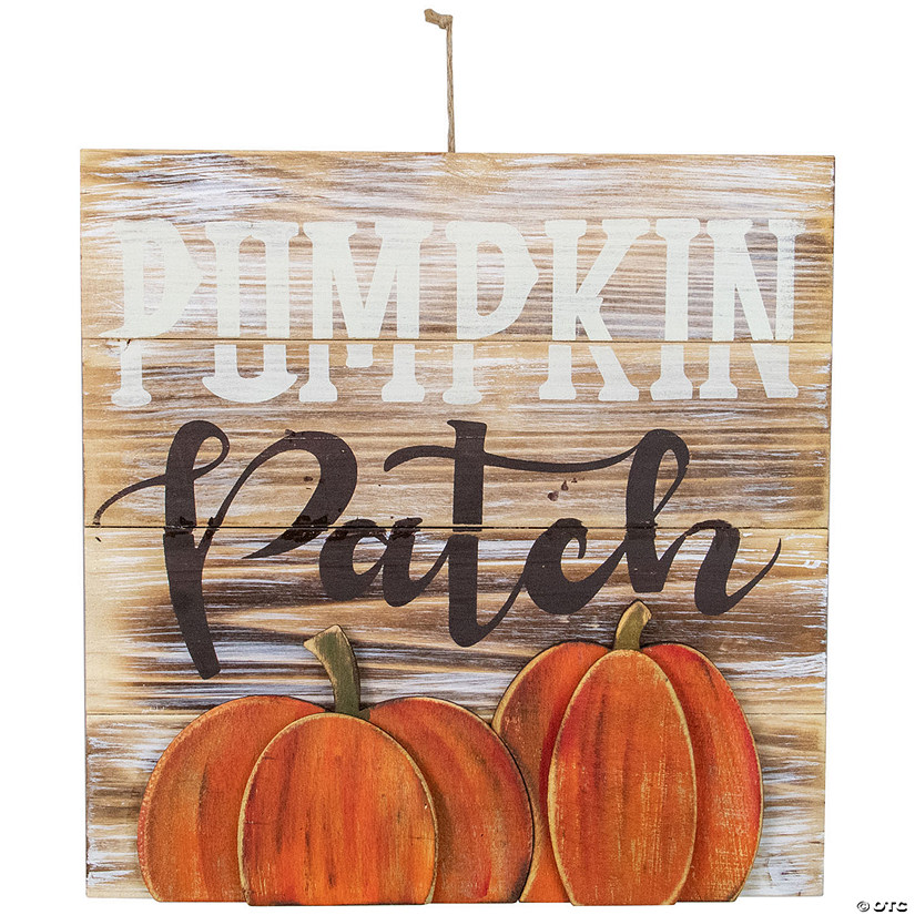 12" Pumpkin Patch Fall Harvest Wooden Wall Sign | Oriental Trading