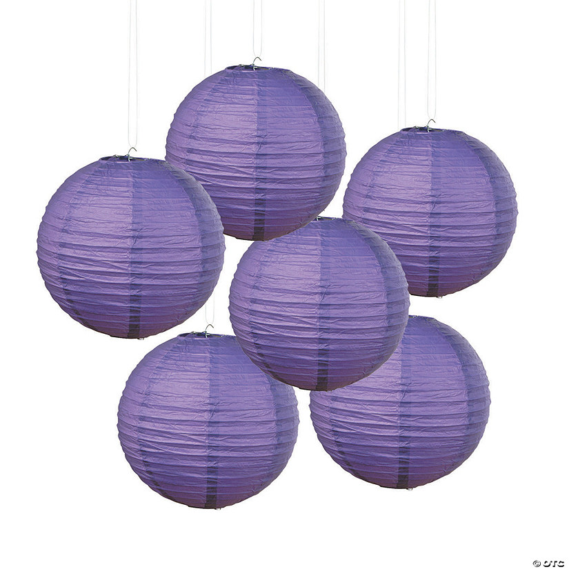 12" Purple Hanging Paper Lanterns - 6 Pc. Image