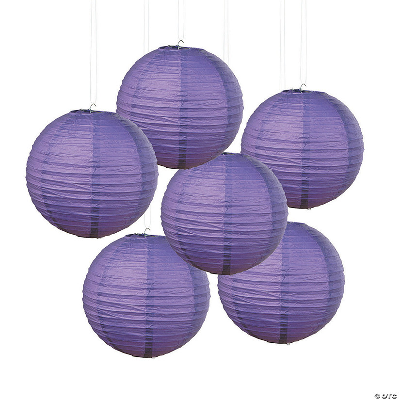 12" Purple Hanging Paper Lanterns 6 Pc. Oriental Trading
