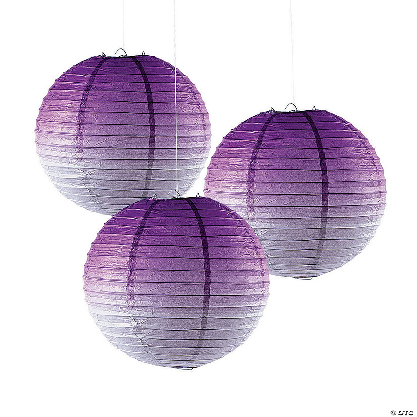 12" Purple Ombre Hanging Paper Lanterns - 3 Pc. Image