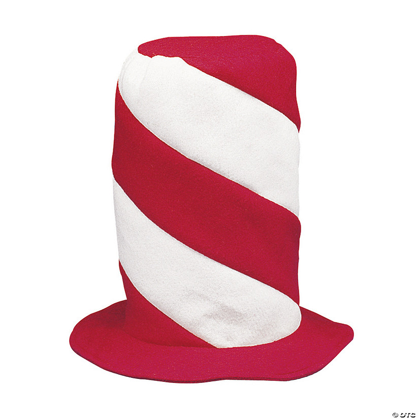 12" Red & White Striped Swirl Stovepipe Hat Image