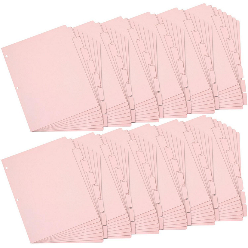 12 Sets Pink 8 Tab Dividers for 3 Ring Binder, Binder Separators with Tabs, Bulk Pack of 96 Total Page Dividers, Letter Size, 9.5x11 in Image