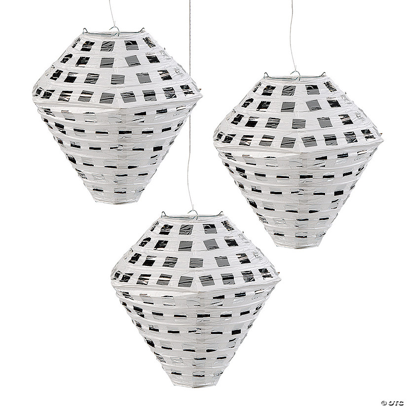 12" Shiny Diamond-Shaped Hanging Paper Lanterns - 3 Pc. Image