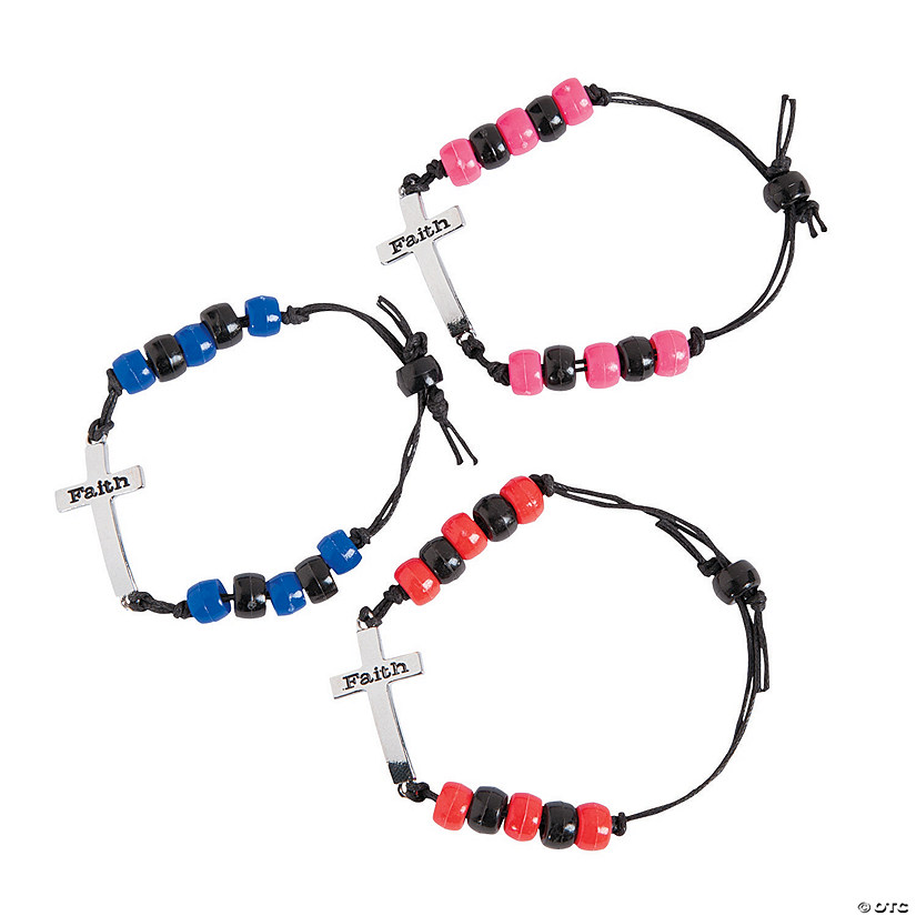 12" Sideways Faith Cross Adjustable Bracelet Craft Kit - Makes 12 Image