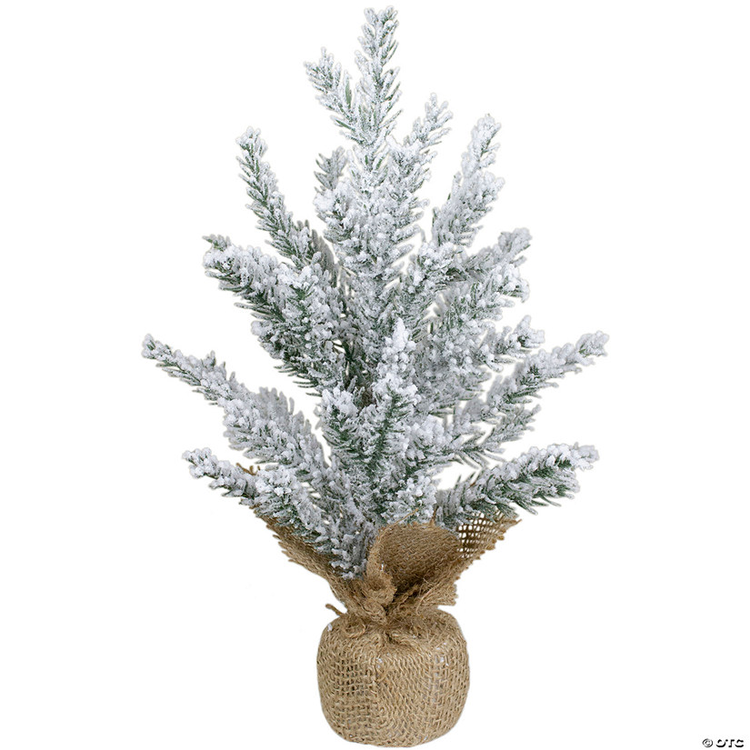 12" Unlit Artificial Flocked Mini Pine Christmas Tree with Jute Base Image