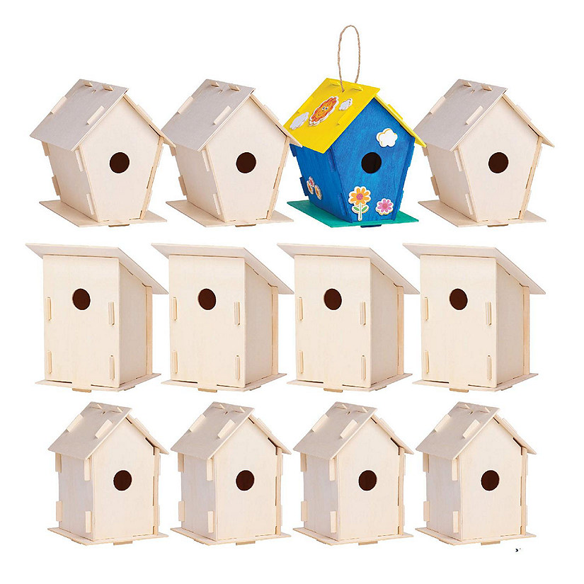 12 Wooden Birdhouses Crafts Set Image