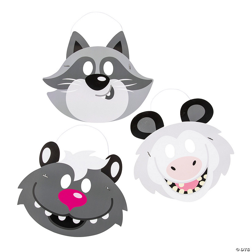 12" x 10" Garbage Critters Party Grinning Animal Masks - 12 Pc. Image