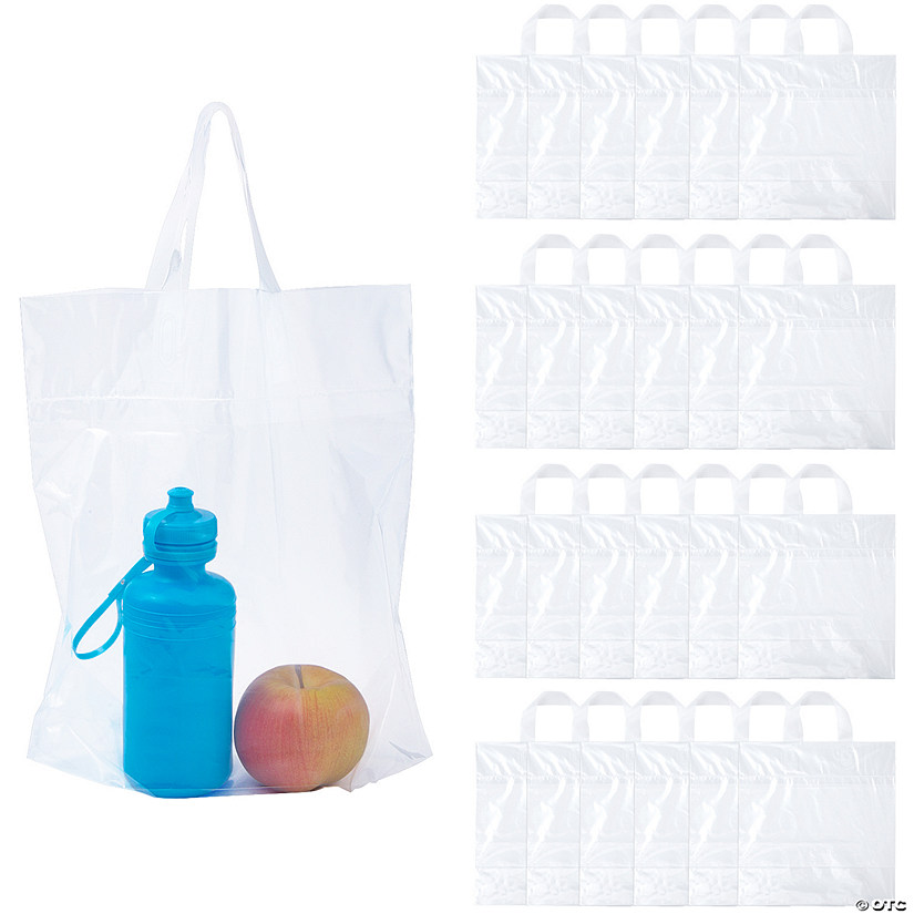Fun Express Clear Plastic Tote Bags - Apparel Accessories - 24 Pieces, Adult Unisex, Size: One Size