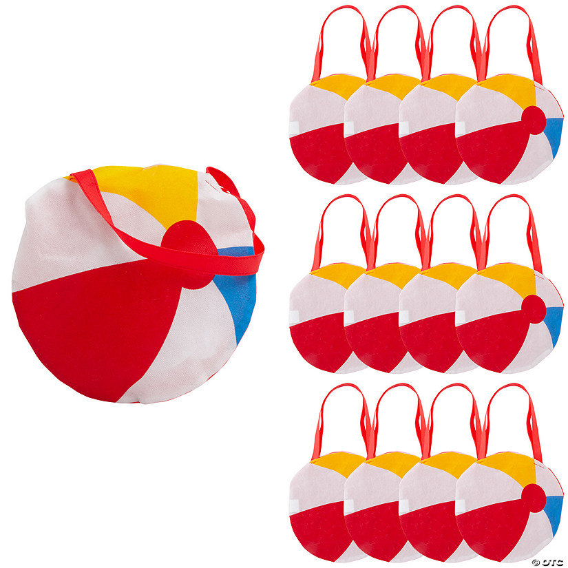 12" x 12" Medium Beach Ball-Shaped Nonwoven Tote Bags -12 Pc. Image