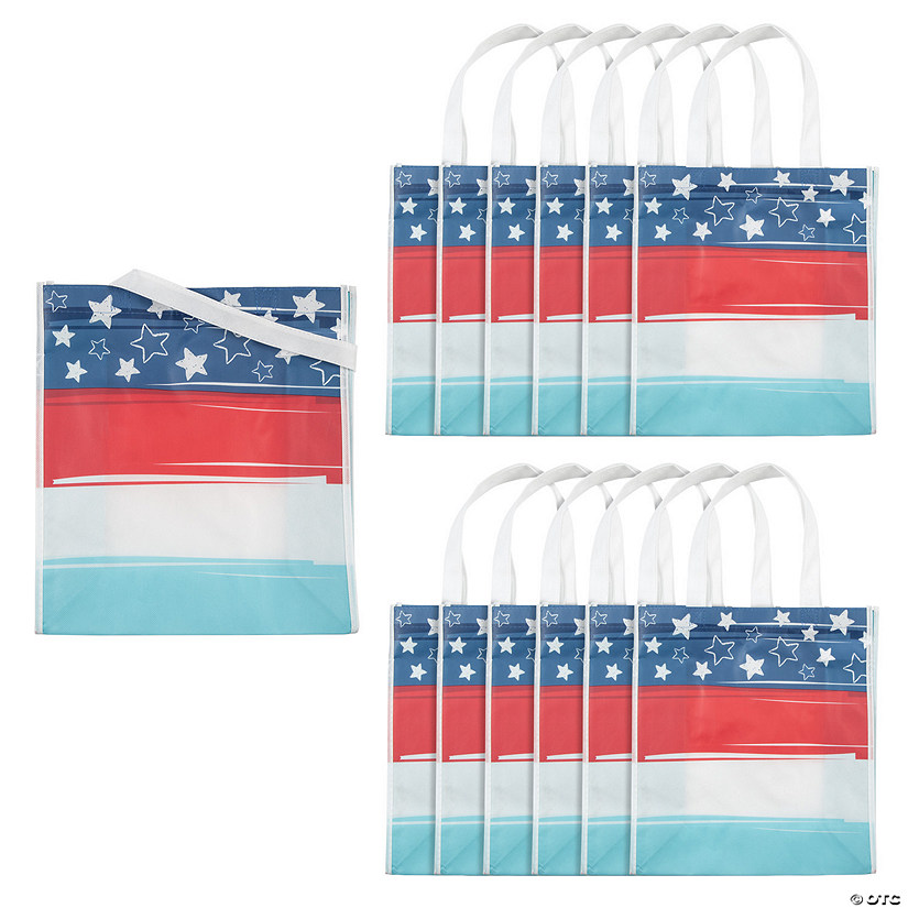 12" x 13" Large Red, White & Blue Parade Nonwoven Tote Bags - 12 Pc. Image