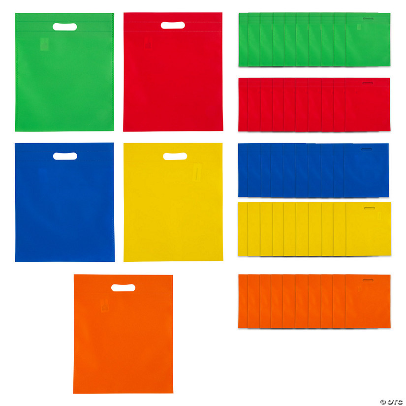 12" x 14 1/2" Bulk 50 Pc. Large Nonwoven Cutout Handle Tote Bag Assortment Image