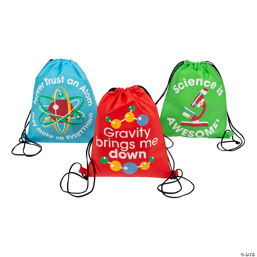 12" x 14 1/2" Science Party Drawstring Bags - 12 Pc. Image