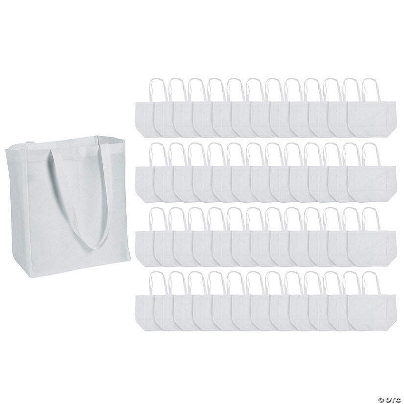 12" x 14" Bulk Large White Nonwoven Shopper Tote Bags - 48 Pc. Image