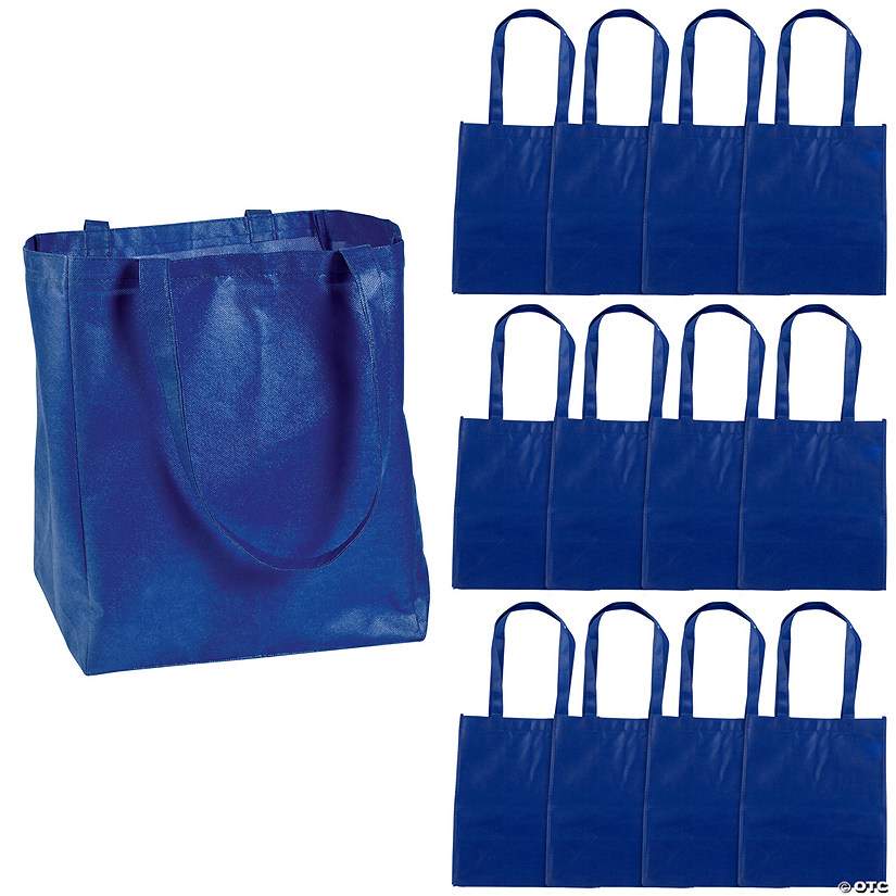 12" x 14" Large Blue Shopper Nonwoven Tote Bags - 12 Pc. Image