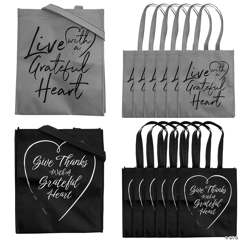 12" x 14" Large Grateful Heart Shopper Tote Bags - 12 Pc. Image