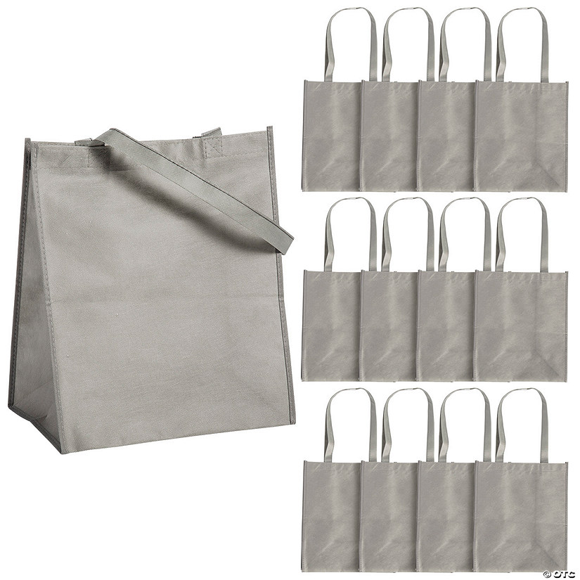 12" x 14" Large Grey Shopper Nonwoven Tote Bags - 12 Pc. Image