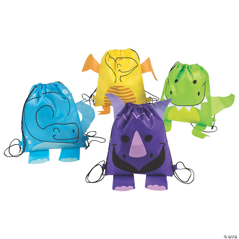 12" x 15" Dinosaur Drawstring Bags - 12 Pc. Image