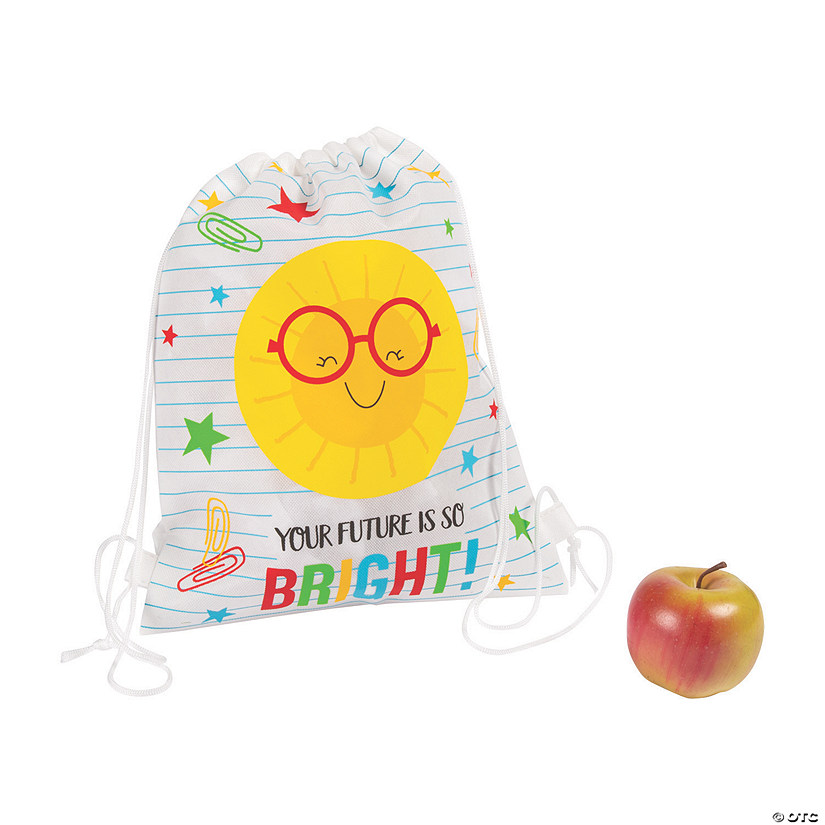 12" x 15" Medium Bright Future Smiling Sun Drawstring Bags - 12 Pc. Image
