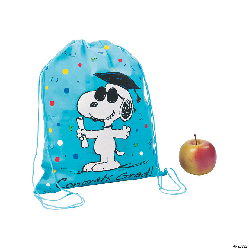 12" x 15" Medium Peanuts<sup>&#174;</sup> Graduation Snoopy Nonwoven Drawstring Bags Image