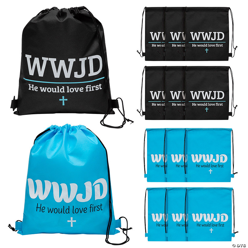 12" x 15" Medium WWJD Nonwoven Drawstring Backpacks - 12 Pc. Image