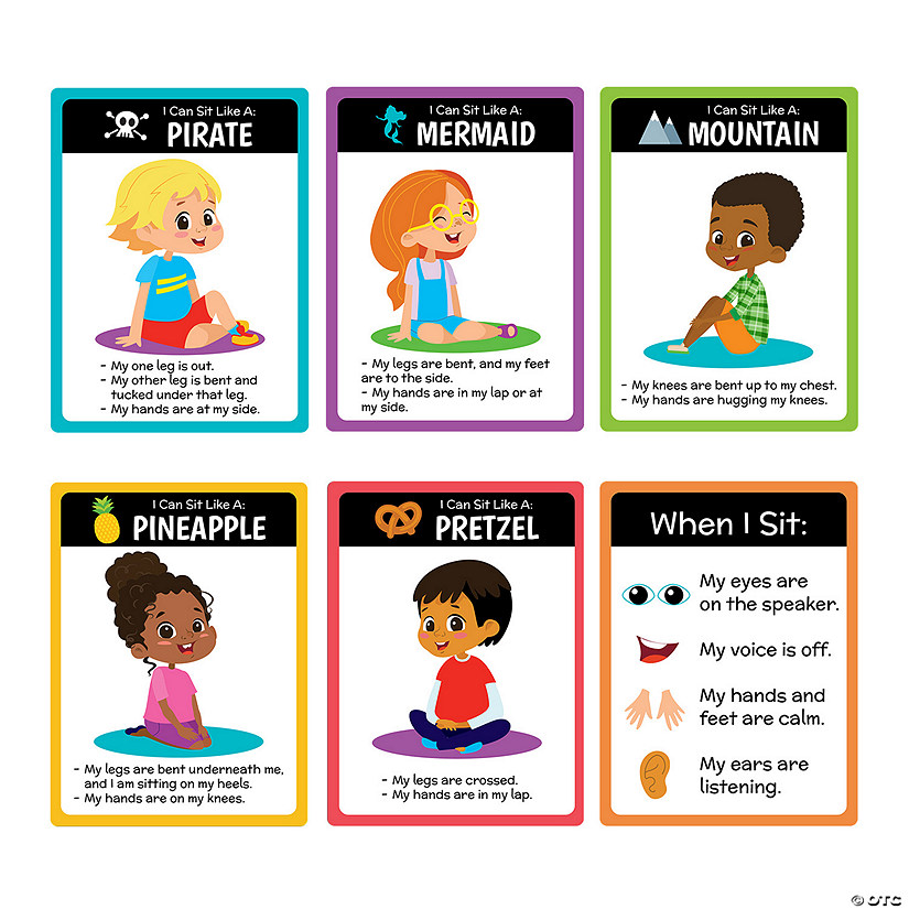 12" x 16" Classroom Rules Circle Time Sitting Expectations Posters - 6 Pc. Image