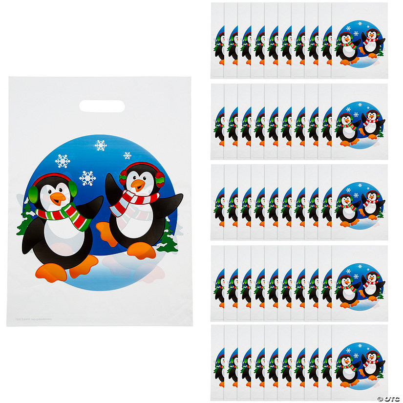 12" x 17" Bulk Penguin Plastic Goody Bags - 50 Pc. Image