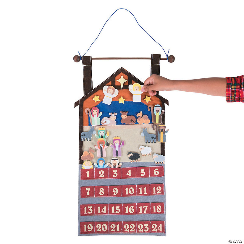 12" x 29 3/4" Nativity Scene Advent Calendar with Touch Fastener Characters - 25 Pc. Image