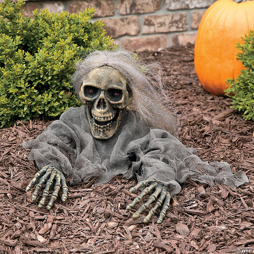 12" x 38" Try Me Light-Up Skeleton Grave Breaker Halloween Decoration Image