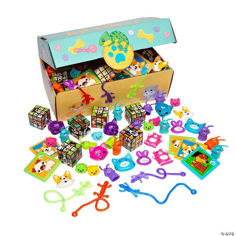 12" x 7 1/4" Bulk 204 Pc. Mini Toy Pets Treasure Chest Assortment Image