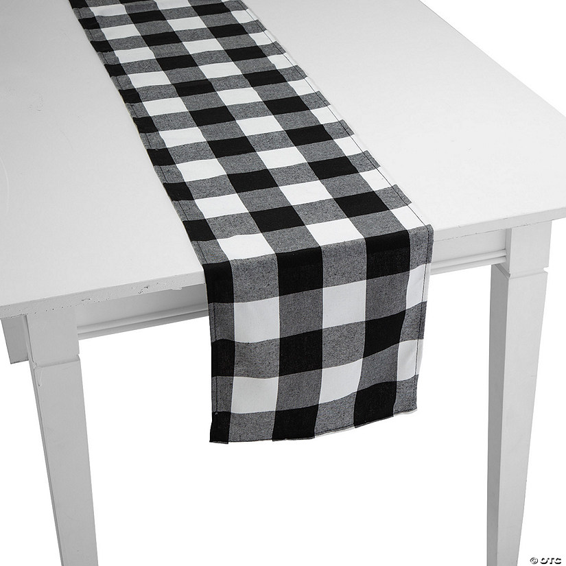 12" x 70" White & Black Buffalo Plaid Table Runner Image